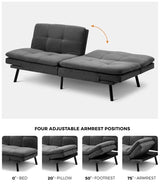 Allure Two in One 3 Seater Sofa Couch and Fold Out Futon Bed | Adjustable Luxury Converible Futon Sofa Couch