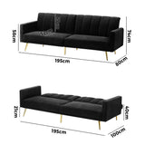 Lucrezia Velvet Two in One 3 Seater Sofa Couch and Fold Out Futon Bed | Adjustable Luxury Futon Sofa Couch | 3 Finishes