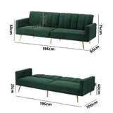 Lucrezia Velvet Two in One 3 Seater Sofa Couch and Fold Out Futon Bed | Adjustable Luxury Futon Sofa Couch | 3 Finishes