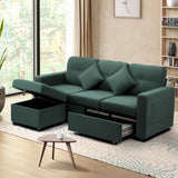 Parisi 3 Seater Premium Storage Sofa with Ottoman | Versatile Sofa Couch Set with Modular Ottoman and Storage