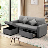 Parisi 3 Seater Premium Storage Sofa with Ottoman | Versatile Sofa Couch Set with Modular Ottoman and Storage