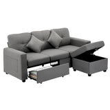 Parisi 3 Seater Premium Storage Sofa with Ottoman | Versatile Sofa Couch Set with Modular Ottoman and Storage