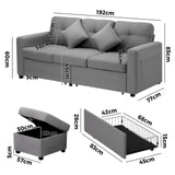 Parisi 3 Seater Premium Storage Sofa with Ottoman | Versatile Sofa Couch Set with Modular Ottoman and Storage