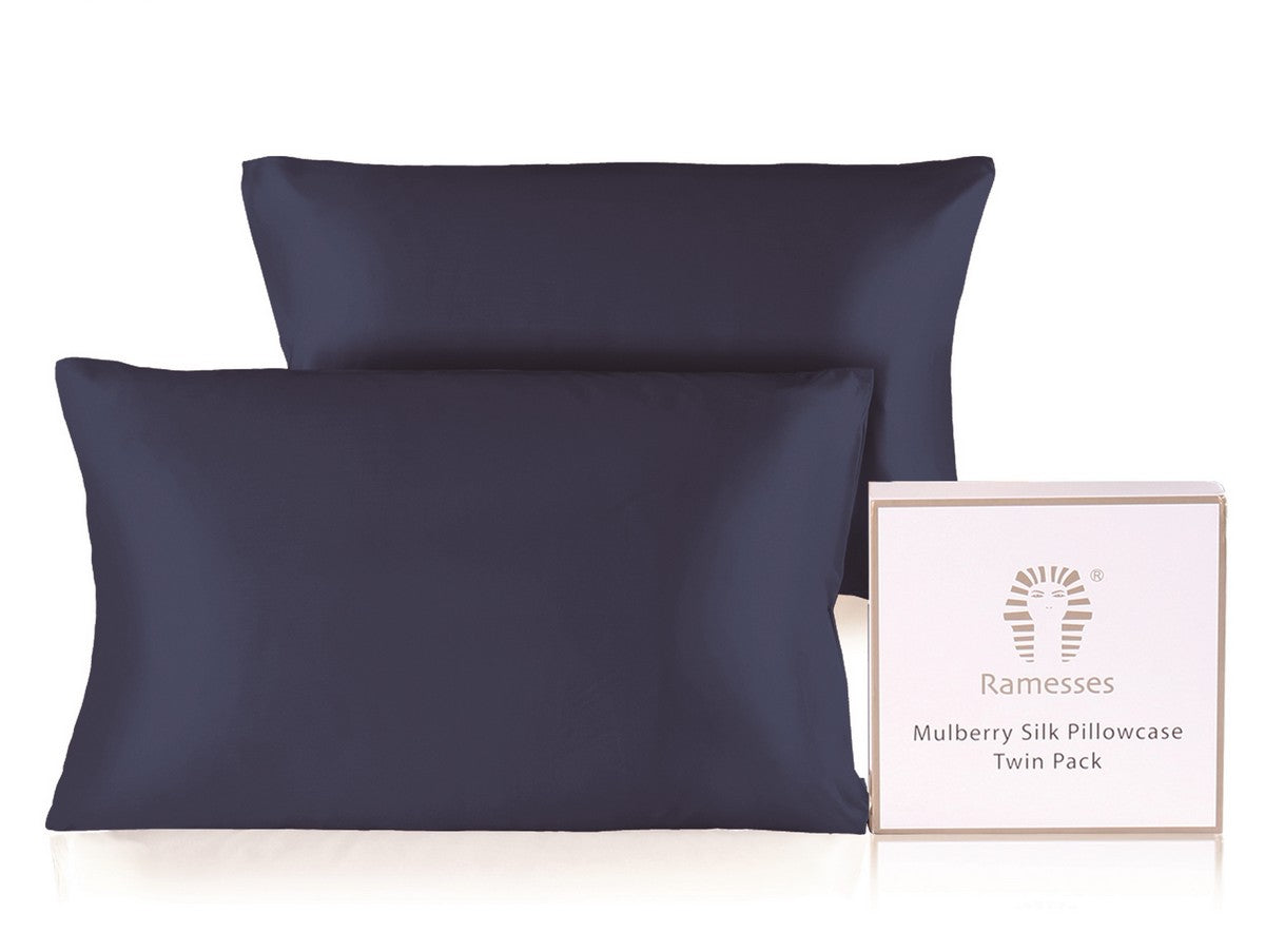 Ramesses Ultra Soft Premium Twin Pack Mulberry Silk Pillowcases | Set of Two Natural Hypoallergenic Silk Pillowcases | 10 Colours