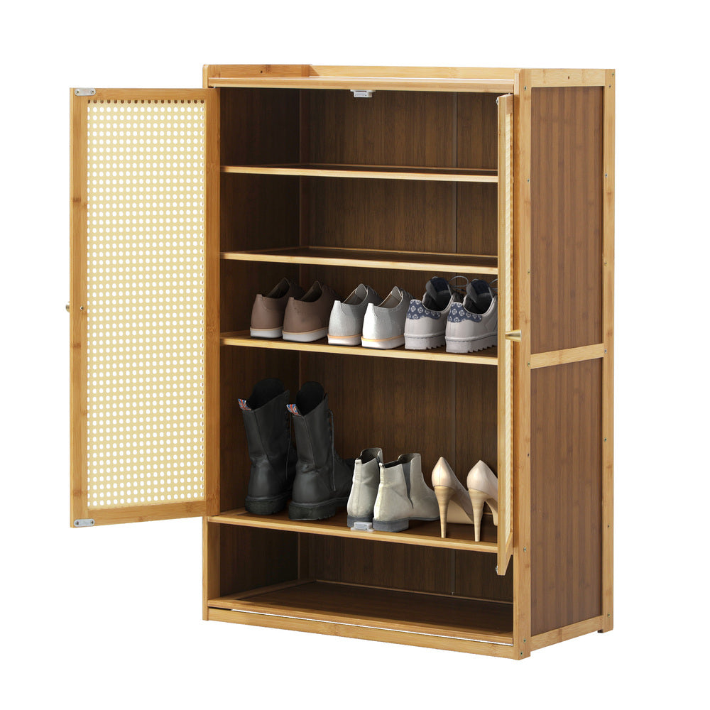 Bamboo Centrum Modern 30-70 Pair Shoe Cabinet  | Rattan Style Bamboo Shoe Storage Organiser