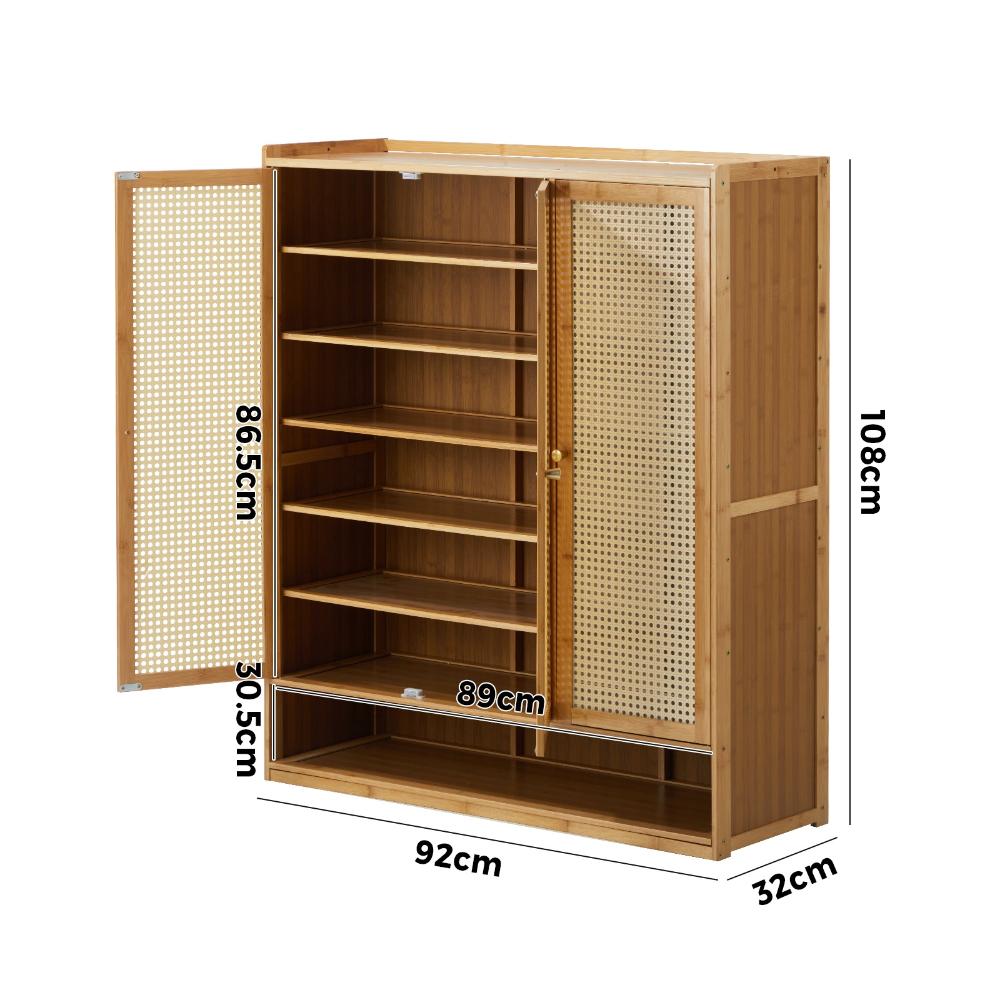 Bamboo Centrum Modern 30-70 Pair Shoe Cabinet  | Rattan Style Bamboo Shoe Storage Organiser