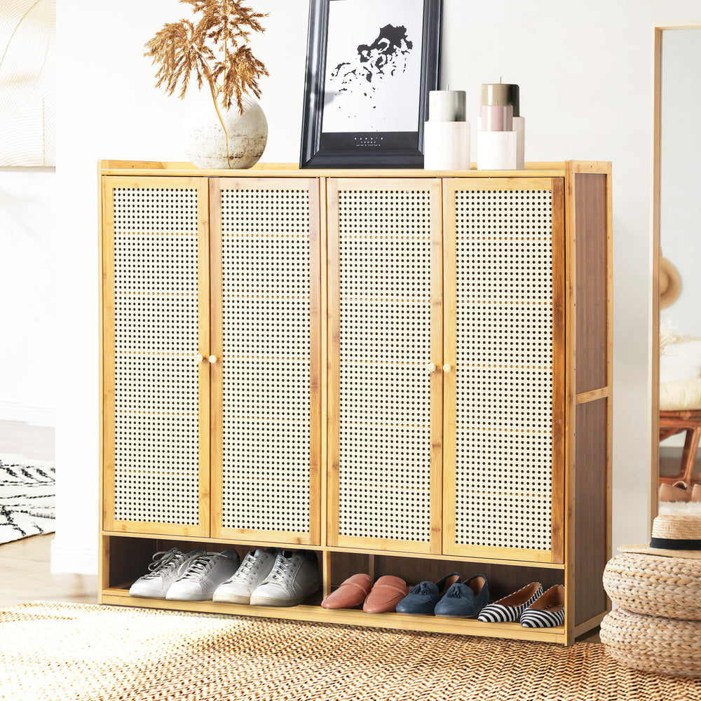 Bamboo Centrum Modern 30-70 Pair Shoe Cabinet  | Rattan Style Bamboo Shoe Storage Organiser