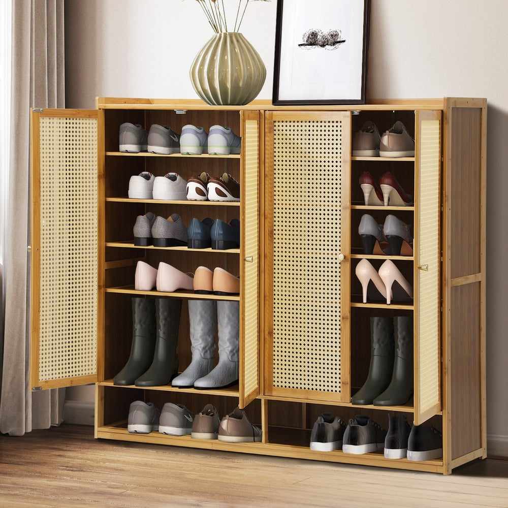 Bamboo Centrum Modern 30-70 Pair Shoe Cabinet  | Rattan Style Bamboo Shoe Storage Organiser  | 7 Models