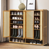 Bamboo Centrum Modern 30-70 Pair Shoe Cabinet  | Rattan Style Bamboo Shoe Storage Organiser