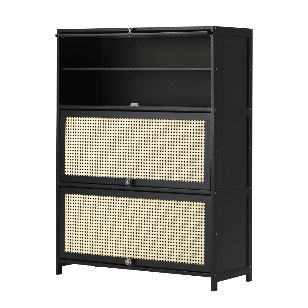 Bamboo Centrum Modern 30-70 Pair Shoe Cabinet  | Rattan Style Bamboo Shoe Storage Organiser