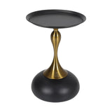 Stemio Designer Two Tone Metal Round Side Table | Verstaile Multi Use End Table Bedside Table in Black or White