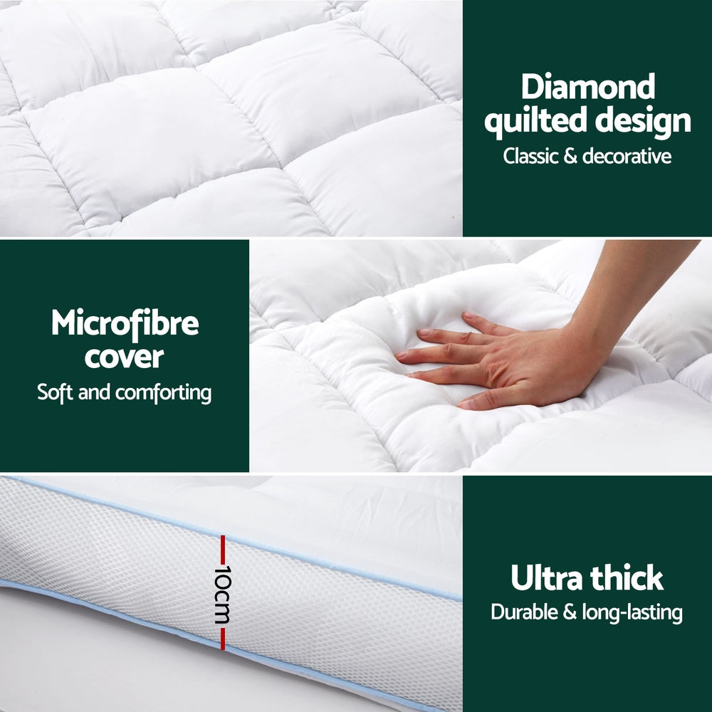 Luxore Ultra Plush 1500GSM Bamboo Mattress Topper | Super Soft 10cm Deep Airmax Bamboo Topper | 3 Sizes