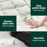 Luxore 3D Wave Quilted Bamboo Mattress Topper | Deluxe 7.5cm Deep Eco Breathable Bamboo Topper | 5 Sizes