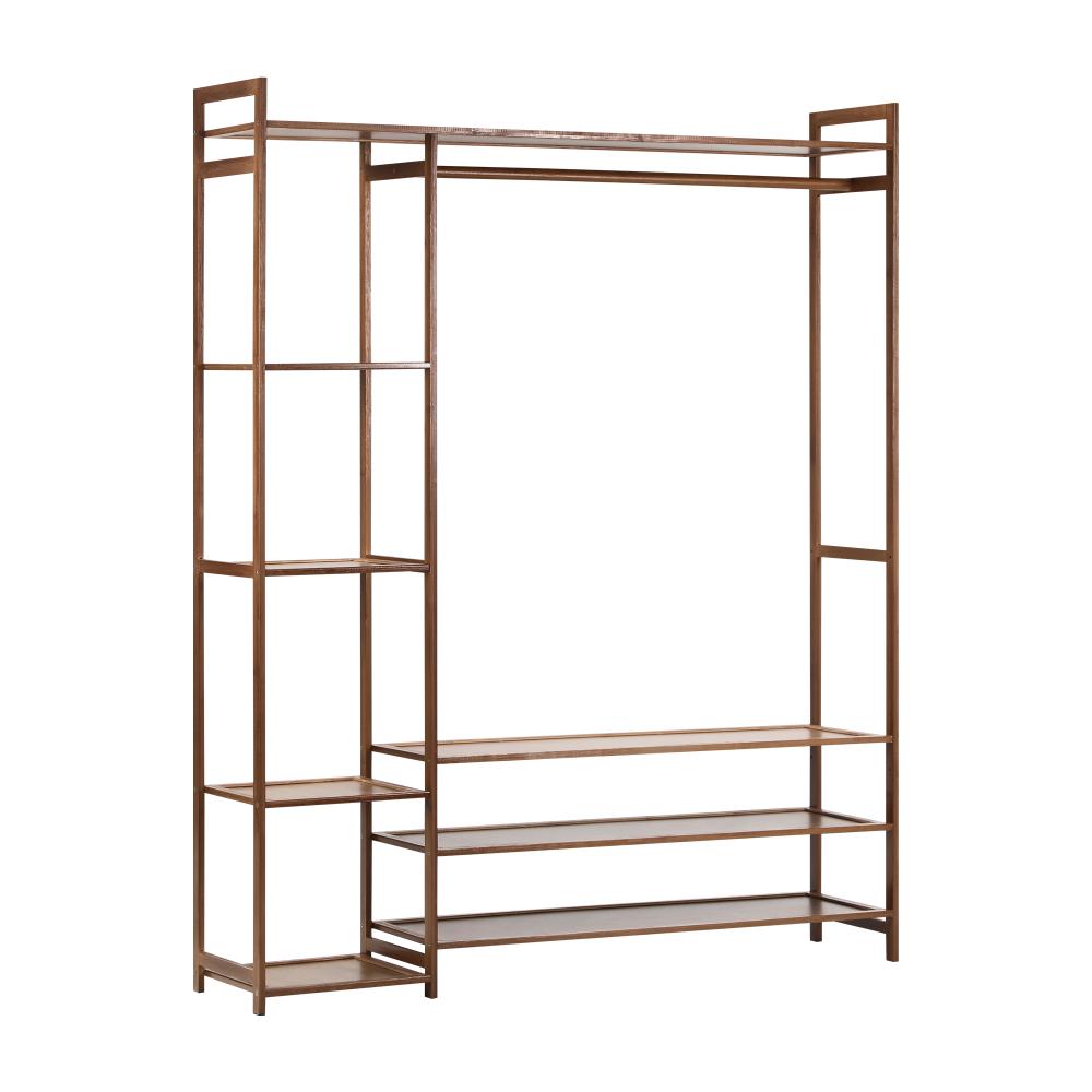 Astano Modern Bamboo Wooden Multi Storage Wardrobe Unit | Clothes Rack Bamboo Display and Storage Cabinet Unit | 2 Sizes