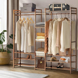 Astano Modern Bamboo Wooden Multi Storage Wardrobe Unit | Clothes Rack Bamboo Display and Storage Cabinet Unit | 2 Sizes