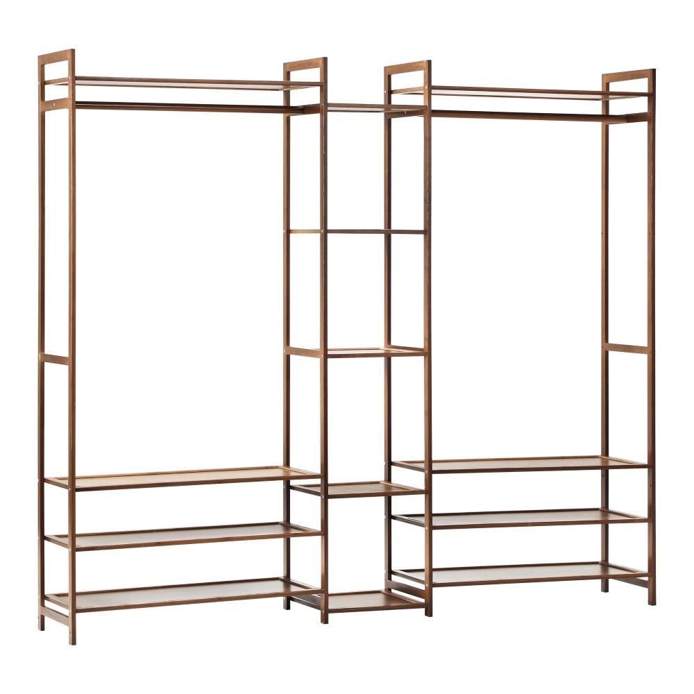 Astano Modern Bamboo Wooden Multi Storage Wardrobe Unit | Clothes Rack Bamboo Display and Storage Cabinet Unit | 2 Sizes