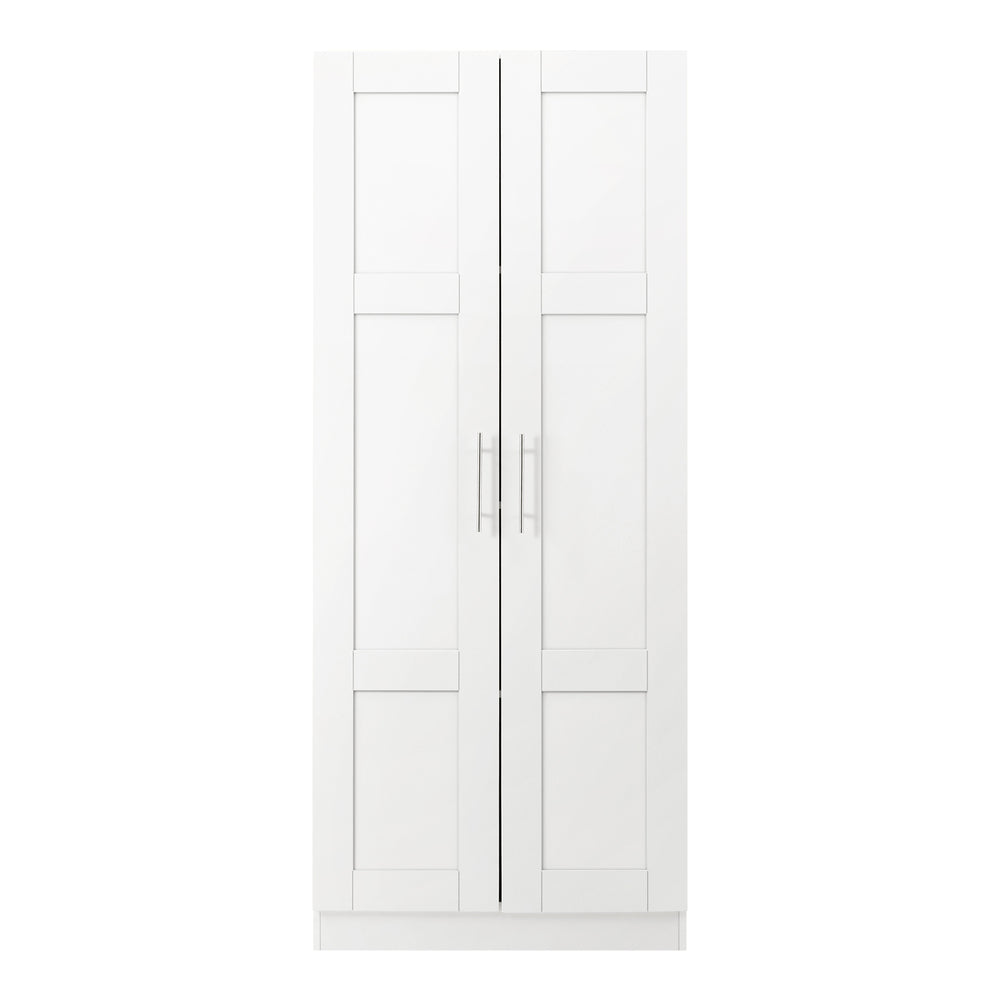 Sofia 2 Door White Modern Storage Wardrobe | Large Shelving Storage Cupboard Unit