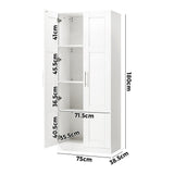 Sofia 2 Door White Modern Storage Wardrobe | Large Shelving Storage Cupboard Unit