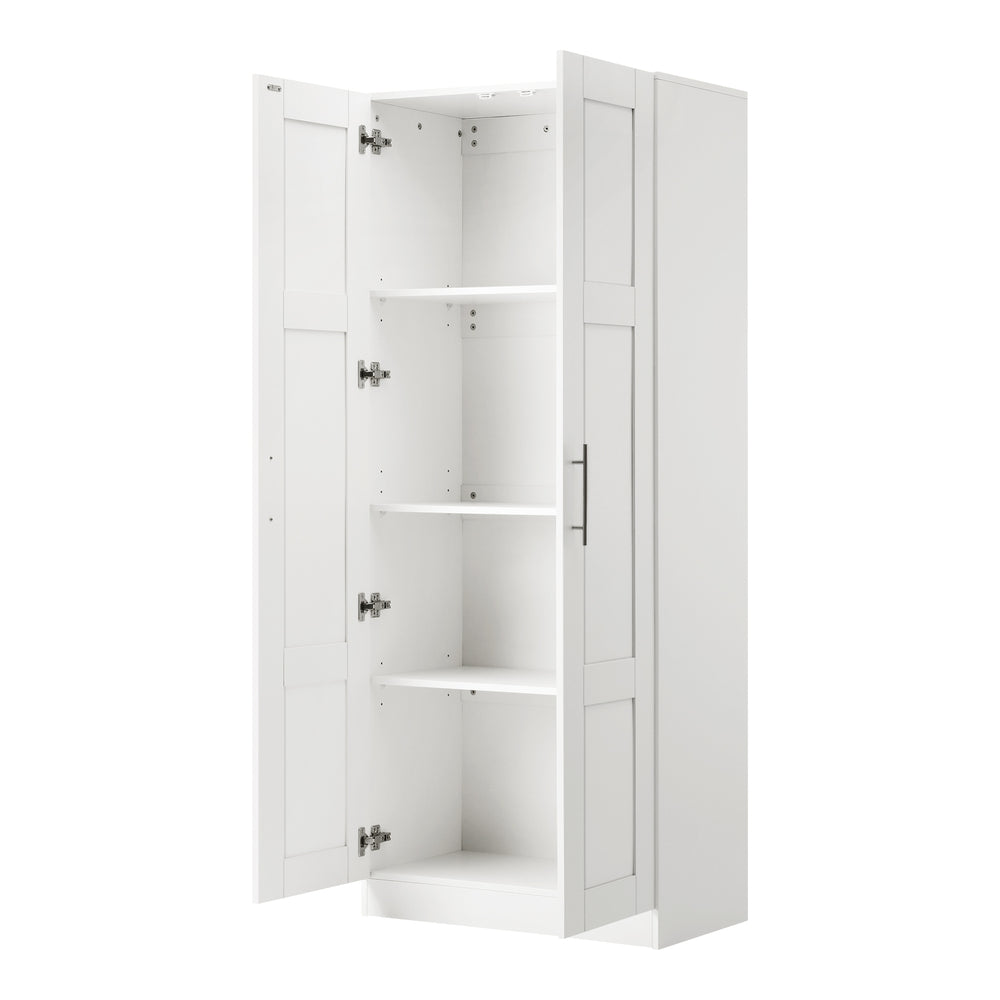 Sofia 2 Door White Modern Storage Wardrobe | Large Shelving Storage Cupboard Unit