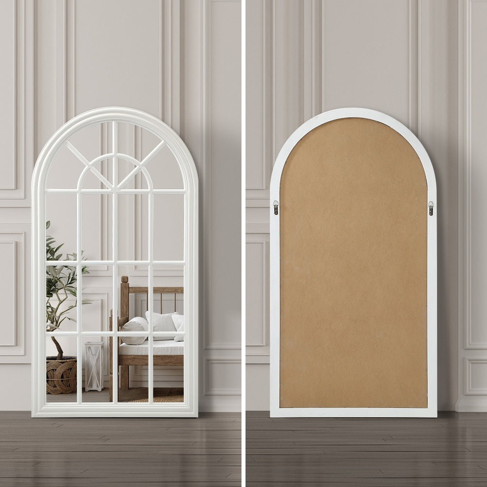 Blacno X Arched Wall Mirror | White Framed Window Style Wall Mounted Décor Mirror