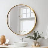 Sierra Contemporary Slim Round Wall Mirror | Bathroom Hallway Round Mirror in Black or Gold Frame | 4 Sizes