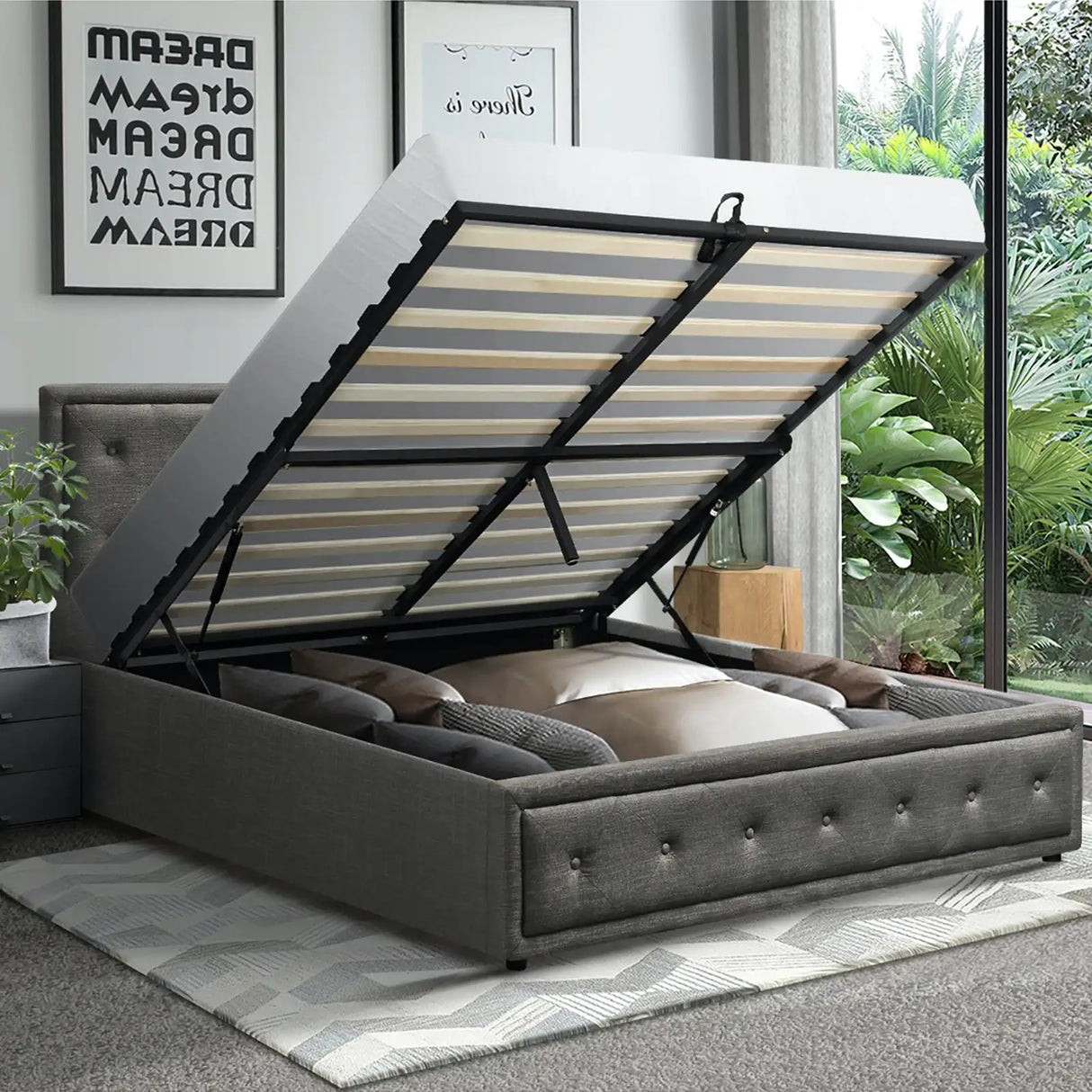 Fiori Luxury Gas Lift Storage Bed | Premium Sturdy Modern Storage Bed in 4 Sizes - 3 Colours