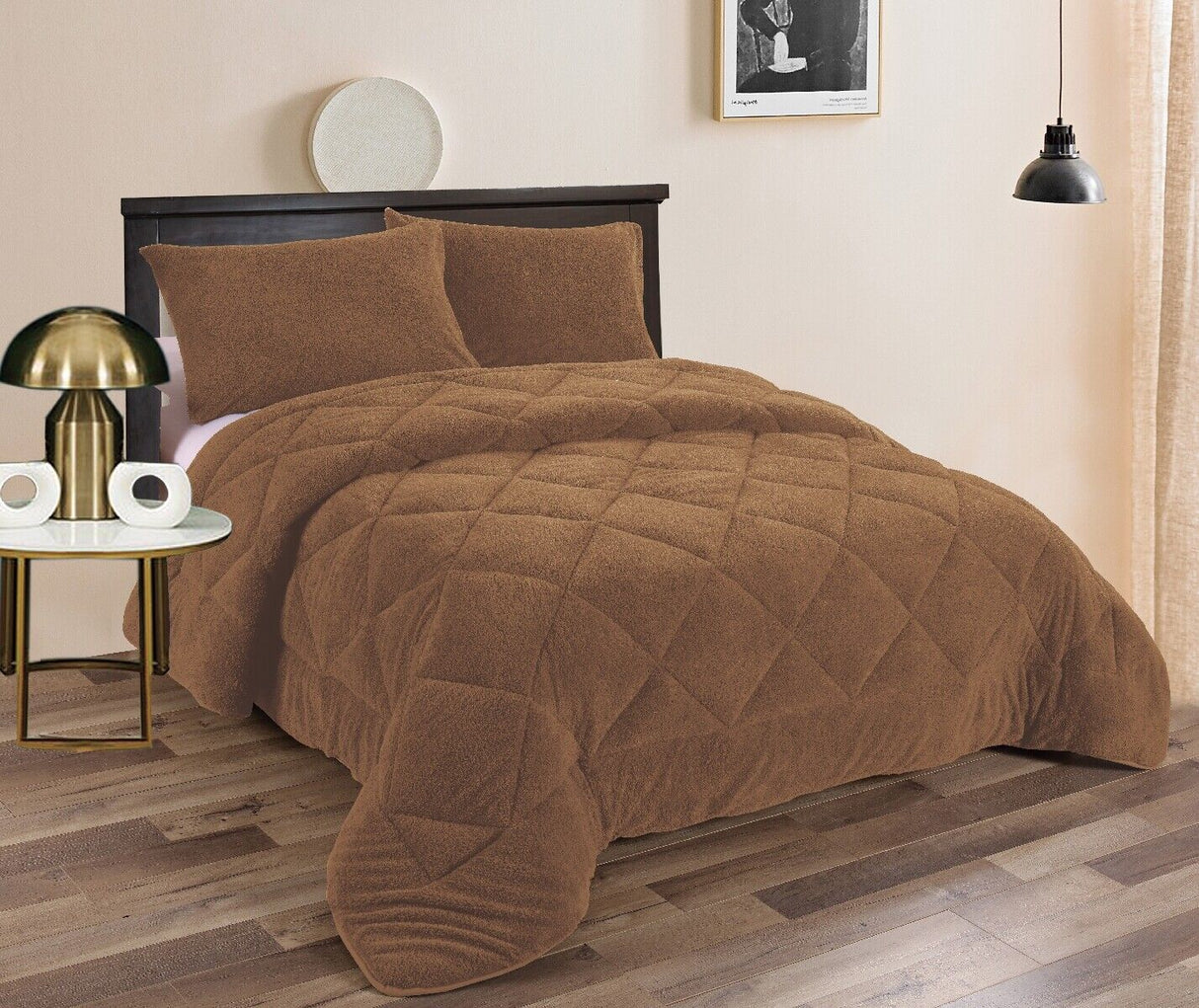 Ramesses Fluffy Soft Teddy Fleece 3pc Comforter Set | Ultra Warm Bedding Fluffy Comforter | 4 Sizes - 6 Colours