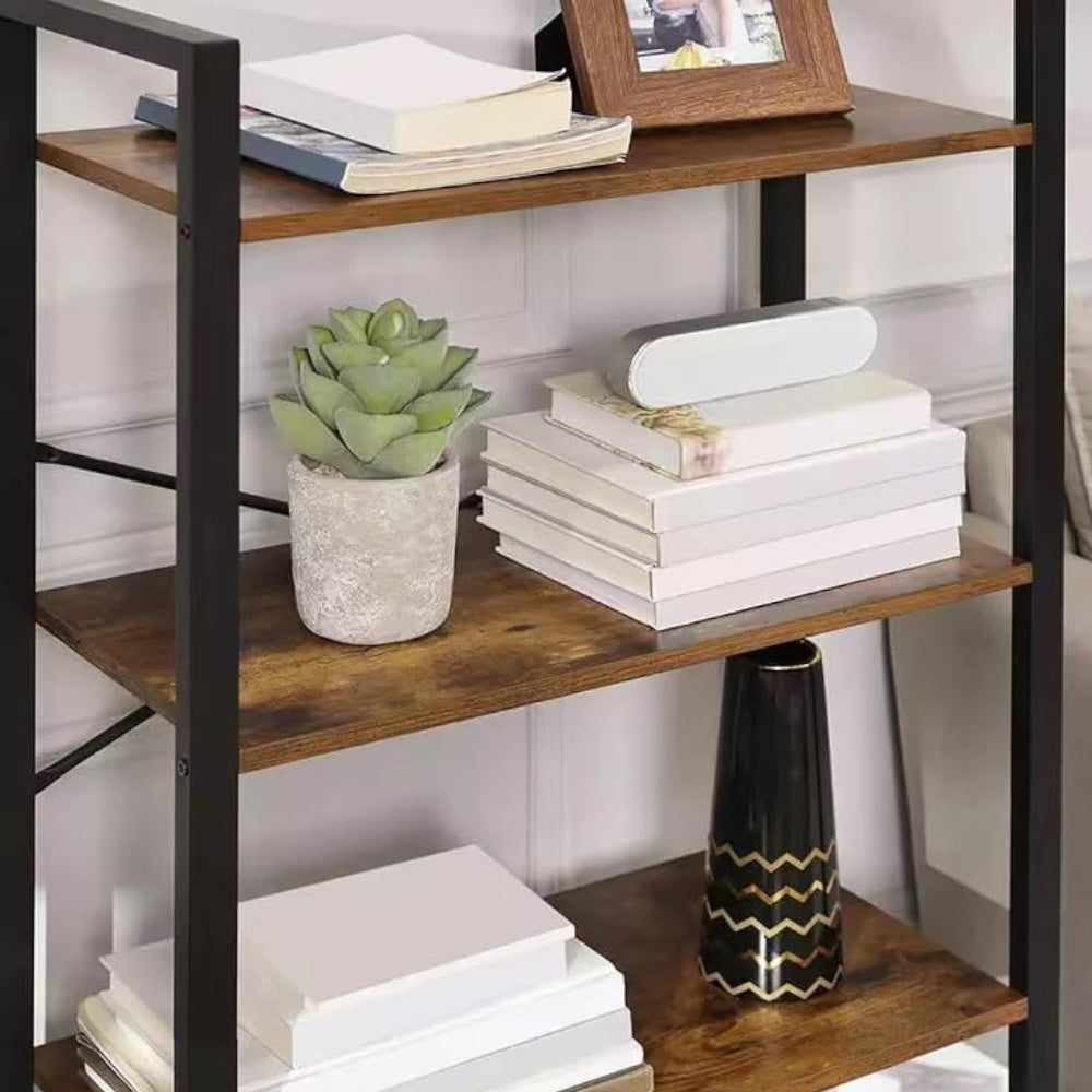 Nuvola 4 Tier Rustic Wood Display Shelf | Metal Wood 4 Level Storage Unit | 2 Options