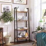 Nuvola 4 Tier Rustic Wood Display Shelf | Metal Wood 4 Level Storage Unit | 2 Options