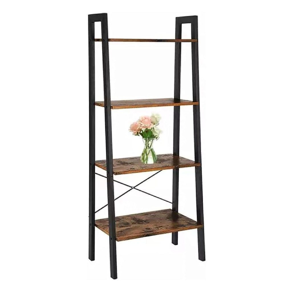 Nuvola 4 Tier Rustic Wood Display Shelf | Metal Wood 4 Level Storage Unit | 2 Options