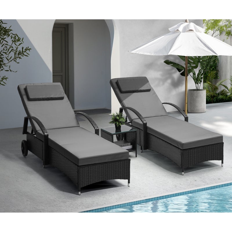 Milan High Quality Rattan Sun Lounger Day Bed | Adjustable Wicker Patio Pool Lounger | 2 Colours - 3 Models