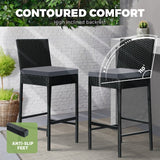 Biso Deluxe Outdoor Rattan Wicker Bar Sets | Weather Resistant Durable Rattan Bar Patio Sets In Black