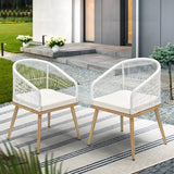 Set of Two Breeze Designer Outdoor Rope Chairs | White Soft Cushioned Patio Lounge Chairs