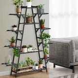 Natura 7 or 12 Tier Black Bamboo Plant Stand Tower | Multi Level Plant Flower Pot Shelf Rack Décor Stand Display Unit