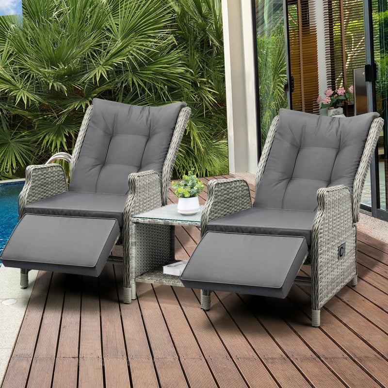 Positano Lux Rattan Wicker Outdoor Lounger Set | High Quality Weather Resistant Garden Patio Furniture Set | Adjustable Cushioned Lounger Sets | 2 Finishes