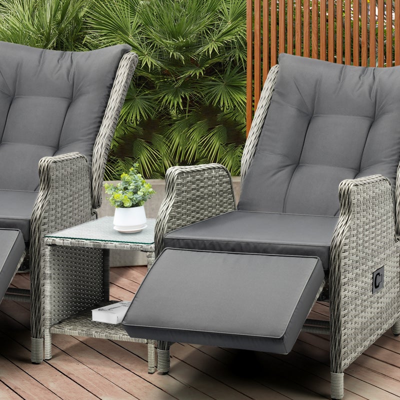 Positano Lux Rattan Wicker Outdoor Lounger Set | High Quality Weather Resistant Garden Patio Furniture Set | Adjustable Cushioned Lounger Sets | 2 Finishes