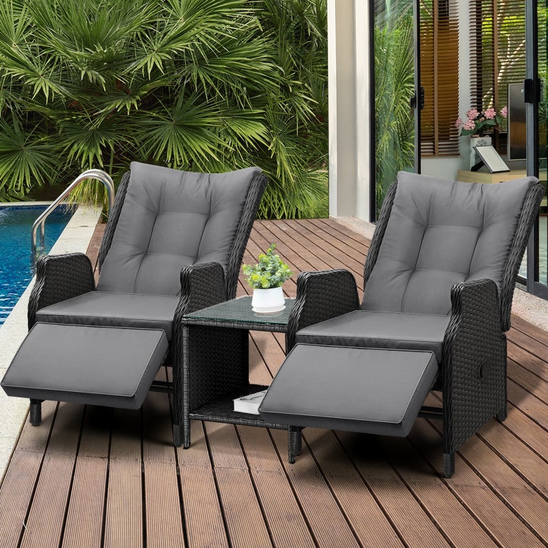 Positano Lux Rattan Wicker Outdoor Lounger Set | High Quality Weather Resistant Garden Patio Furniture Set | Adjustable Cushioned Lounger Sets | 2 Finishes