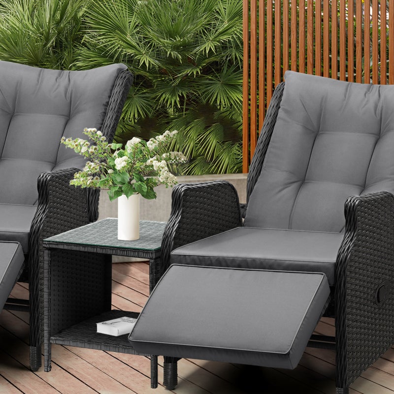 Positano Lux Rattan Wicker Outdoor Lounger Set | High Quality Weather Resistant Garden Patio Furniture Set | Adjustable Cushioned Lounger Sets | 2 Finishes