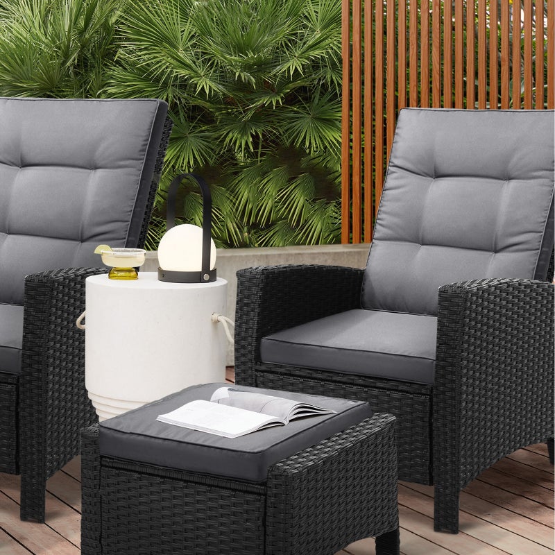 Amalfi Lux Rattan Wicker Outdoor Lounger Set | High Quality Weather Resistant Garden Patio Furniture Set | Adjustable Cushioned Lounger Sets | 2 Finishes