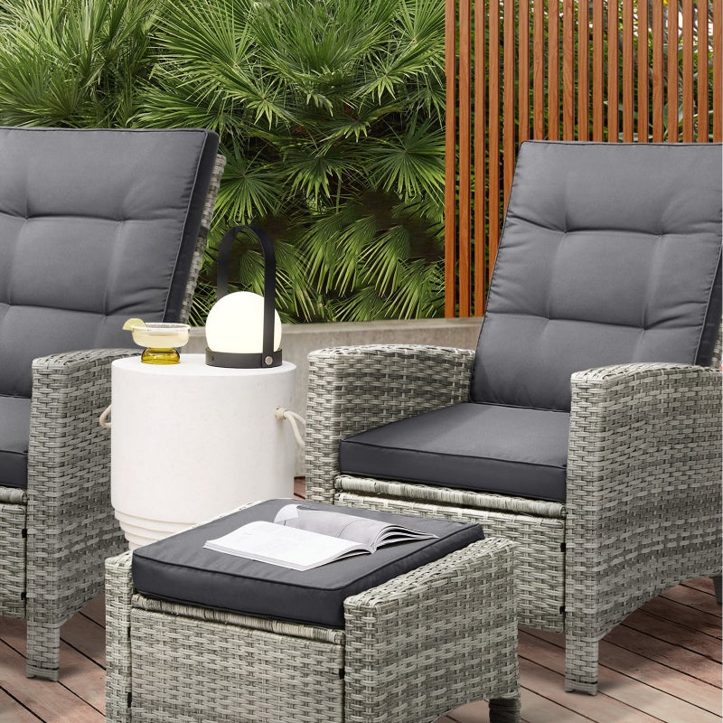 Amalfi Lux Rattan Wicker Outdoor Lounger Set | High Quality Weather Resistant Garden Patio Furniture Set | Adjustable Cushioned Lounger Sets | 2 Finishes