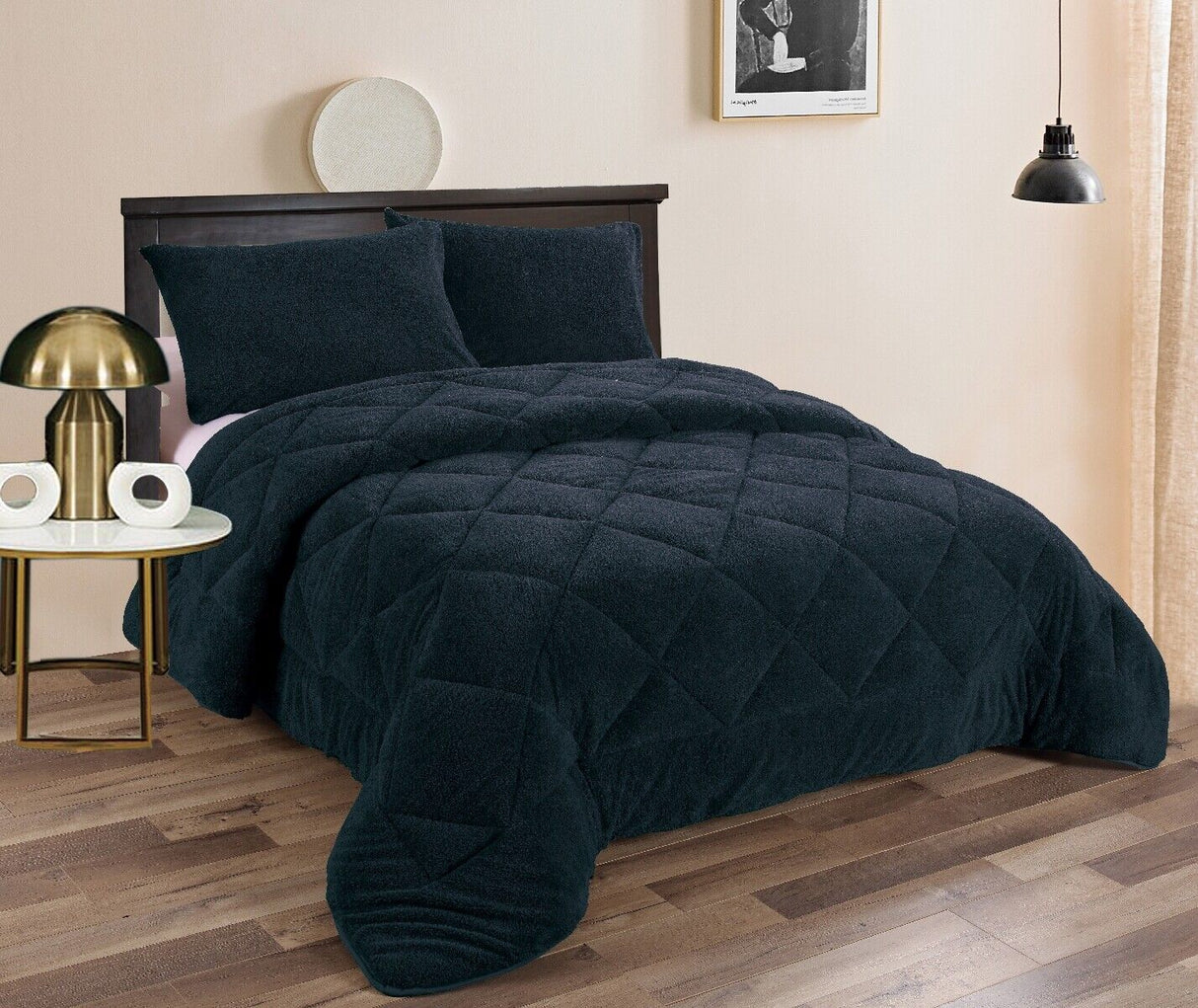 Ramesses Fluffy Soft Teddy Fleece 3pc Comforter Set | Ultra Warm Bedding Fluffy Comforter | 4 Sizes - 6 Colours