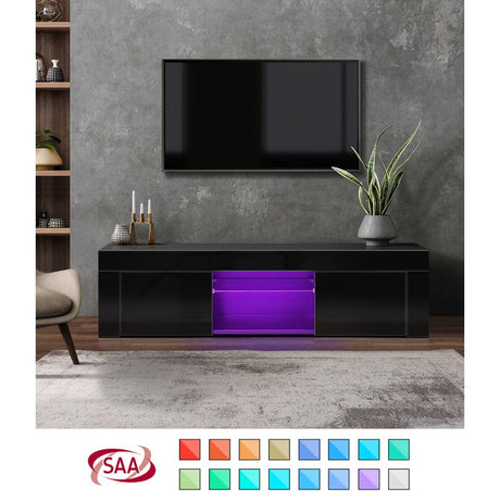 Sansi LED 16 Light TV Cabinet 130cm Entertainment Unit | Hi Gloss TV Unit Stand | 2 Colours