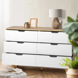 Centrum Bedroom 6 Chest of Drawers Tallboy Cabinet | Luxe 2 Tone Modern Tallboy Storage Cabinet