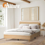 Abruzzi Genuine Rattan Wooden Bed | Modern Elegant Wooden Bed Frame Rattan Headboard | 5 Sizes