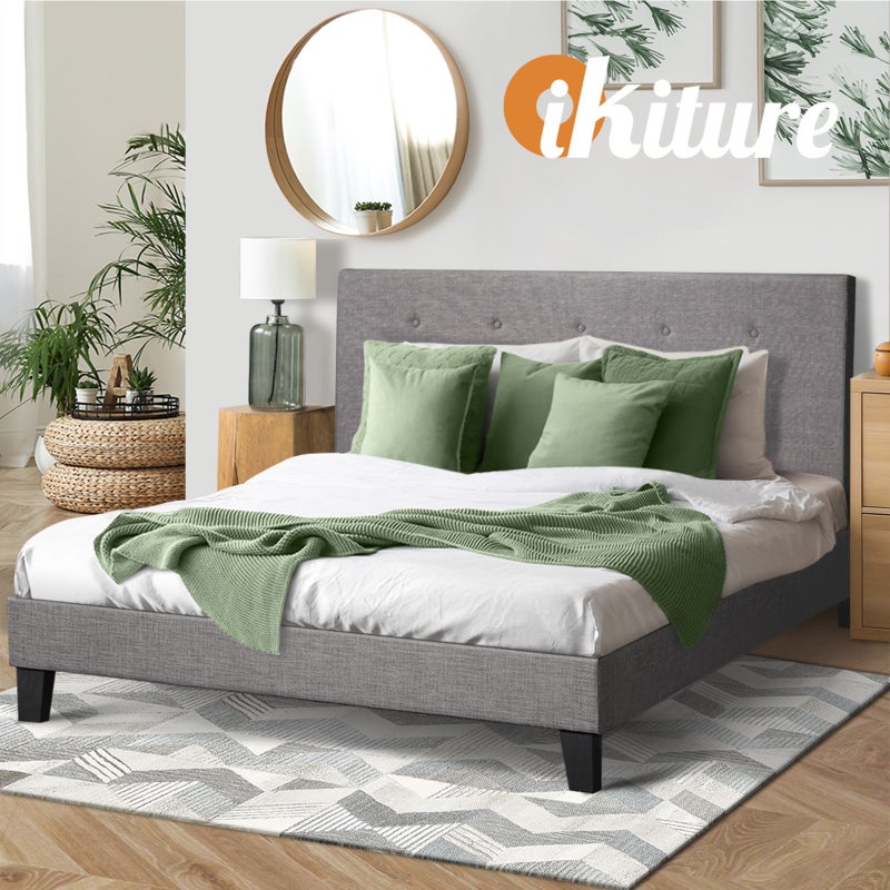 Piazzi Duomo Tuffted Grey Fabric Modern Bed | High Quality Sturdy Modern Slimline Bed Frame