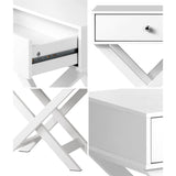 Eros Cross Base Modern Bedside Table | Sleek Storage Draw Nightstand Table in 3 Colours