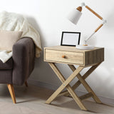 Eros Cross Base Modern Bedside Table | Sleek Storage Draw Nightstand Table in 3 Colours