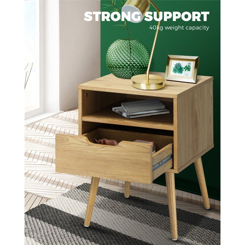 Scandi X Multi Storage Modern Bedside Table | Sleek Versatile Nightstand Table