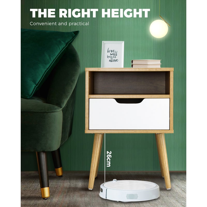 Scandi X Multi Storage Modern Bedside Table | Sleek Versatile Nightstand Table