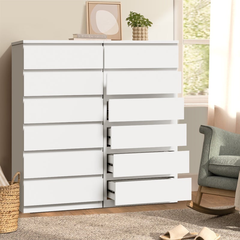 Santori Blanco Modern Chest Of Drawers Storage Cabinet | Elegant White Wooden Tallboys in 3 or 6 Drawer Option